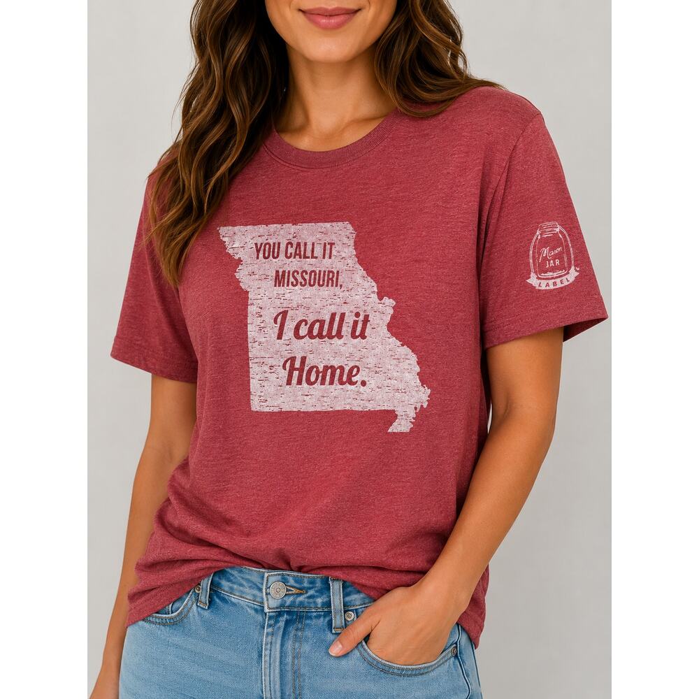 Mason Jar Label Missouri Home Graphic T Shirt Unisex Heather Red Small